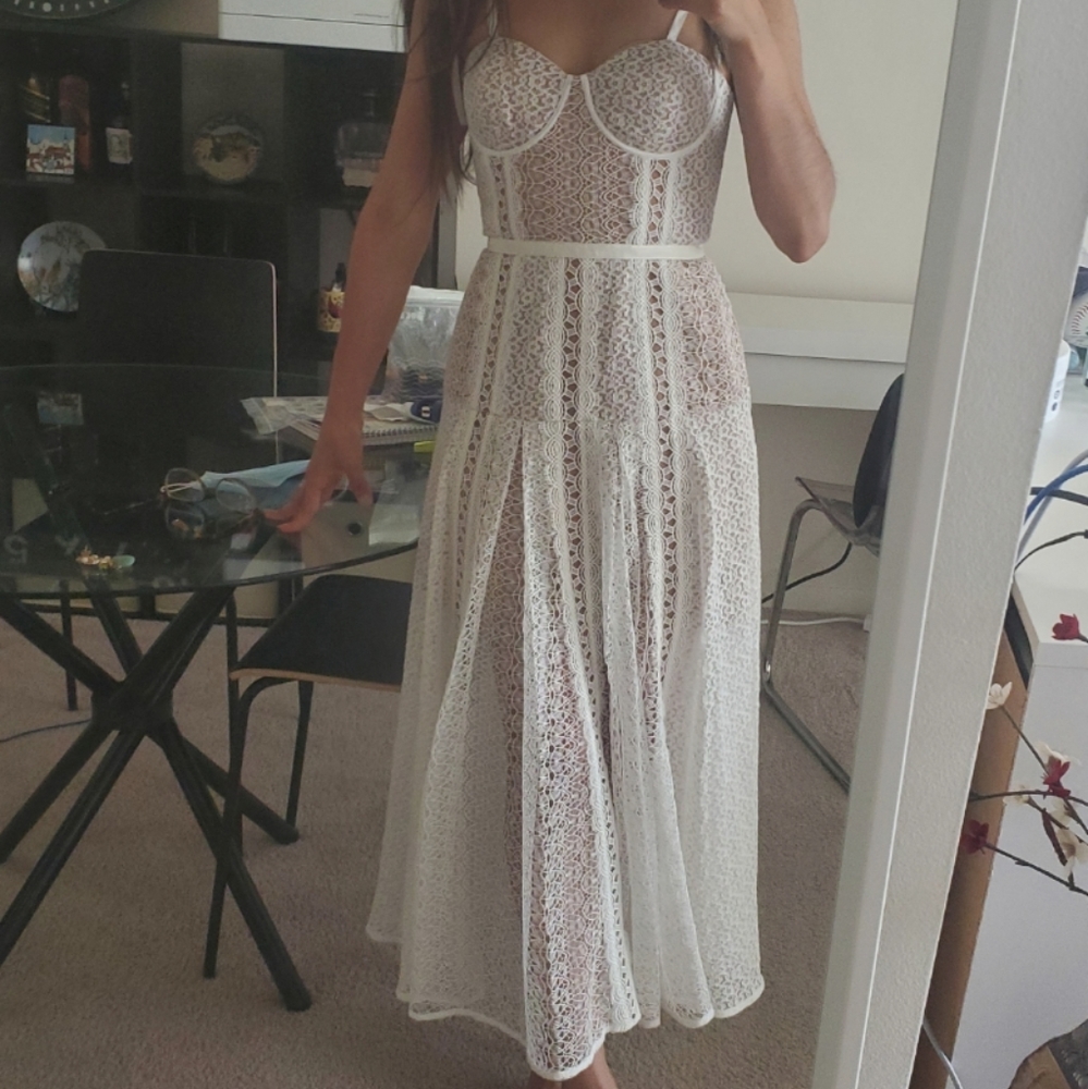 NWT Self Portrait lace panel midi dress